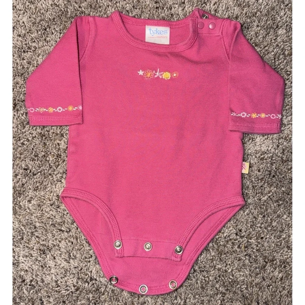 Vintage Tykes Carter's Newborn‎ Baby Bodysuit Pastel Stripe Floral Snap Small